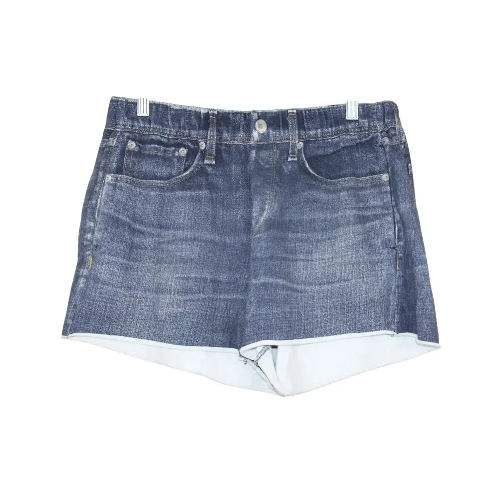 Rag & Bone Blue Faux Distressed Denim Cotton Casual Stretchy Soft Summer Shorts